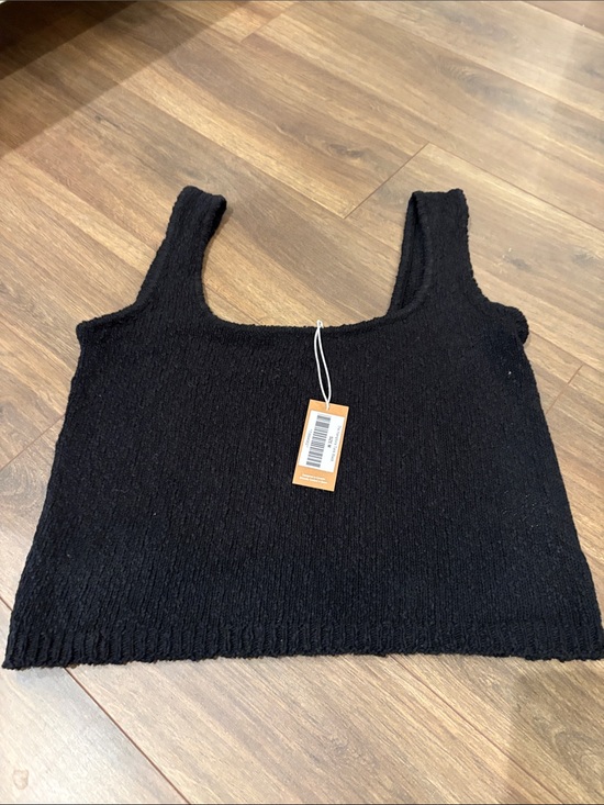 Poppy Barley Tops - Poppy Barley Black Cotton Linen Knit Tank